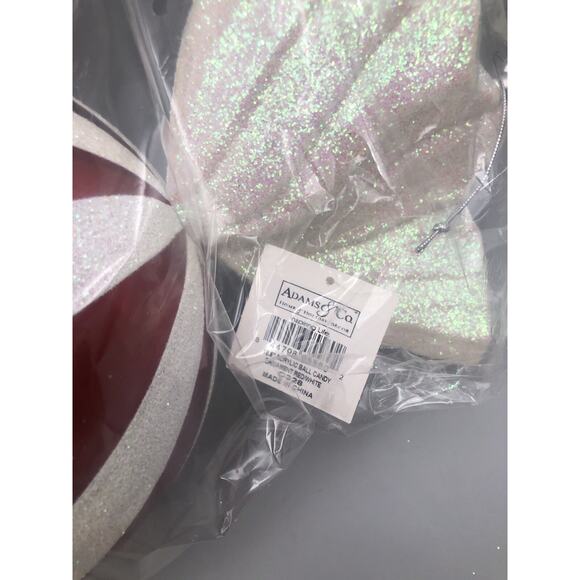 Adams & Co Acrylic Peppermint Candy Ball Ornaments 18.5”Christmas Glitter Red/Wh - Picture 3 of 14